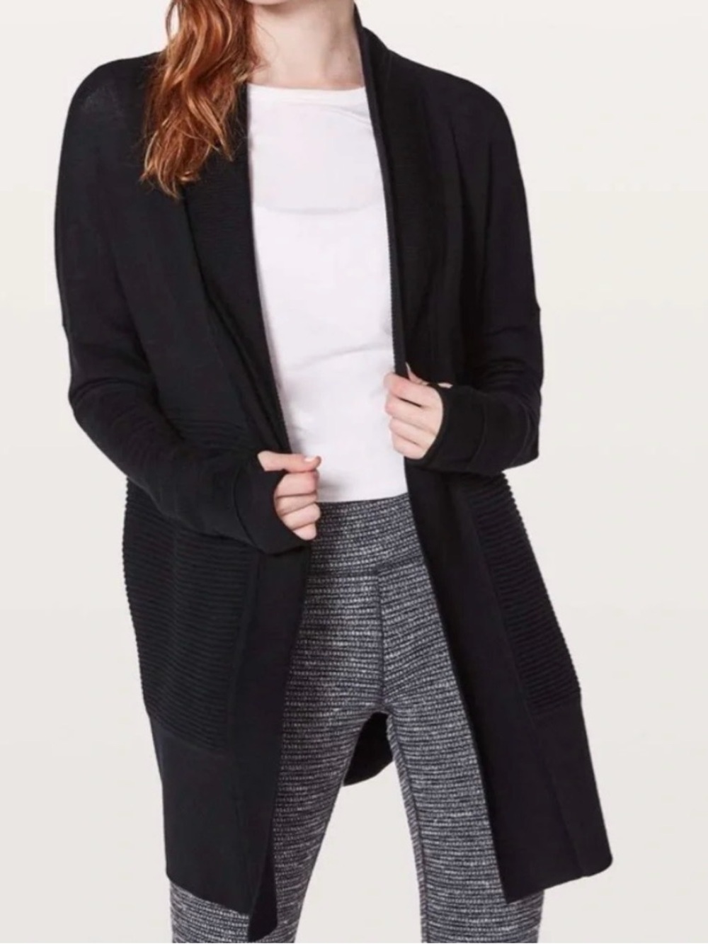 Lululemon Black Open-Front Long Cardigan Sweater